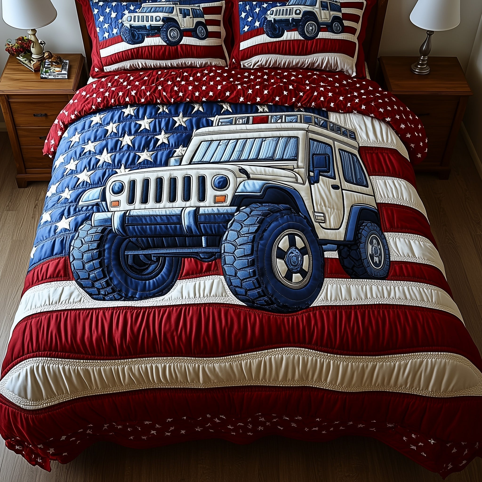 American Steel 3-Piece Quilted Bedding Set GFTOTP8285