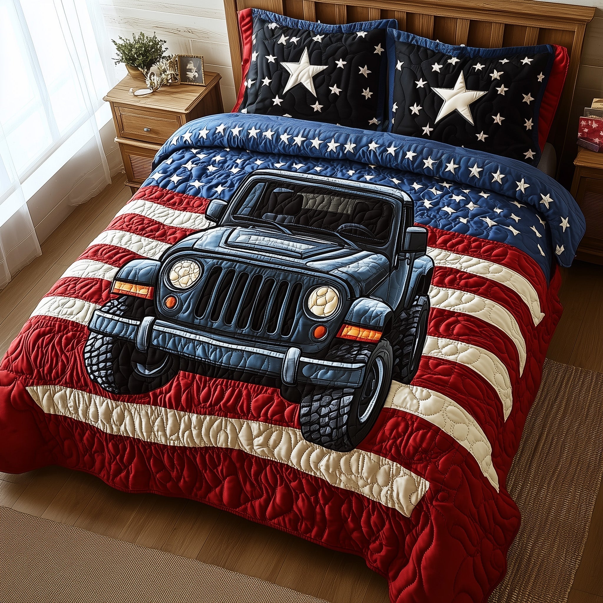 American Steel 3-Piece Quilted Bedding Set GFTOTP8289