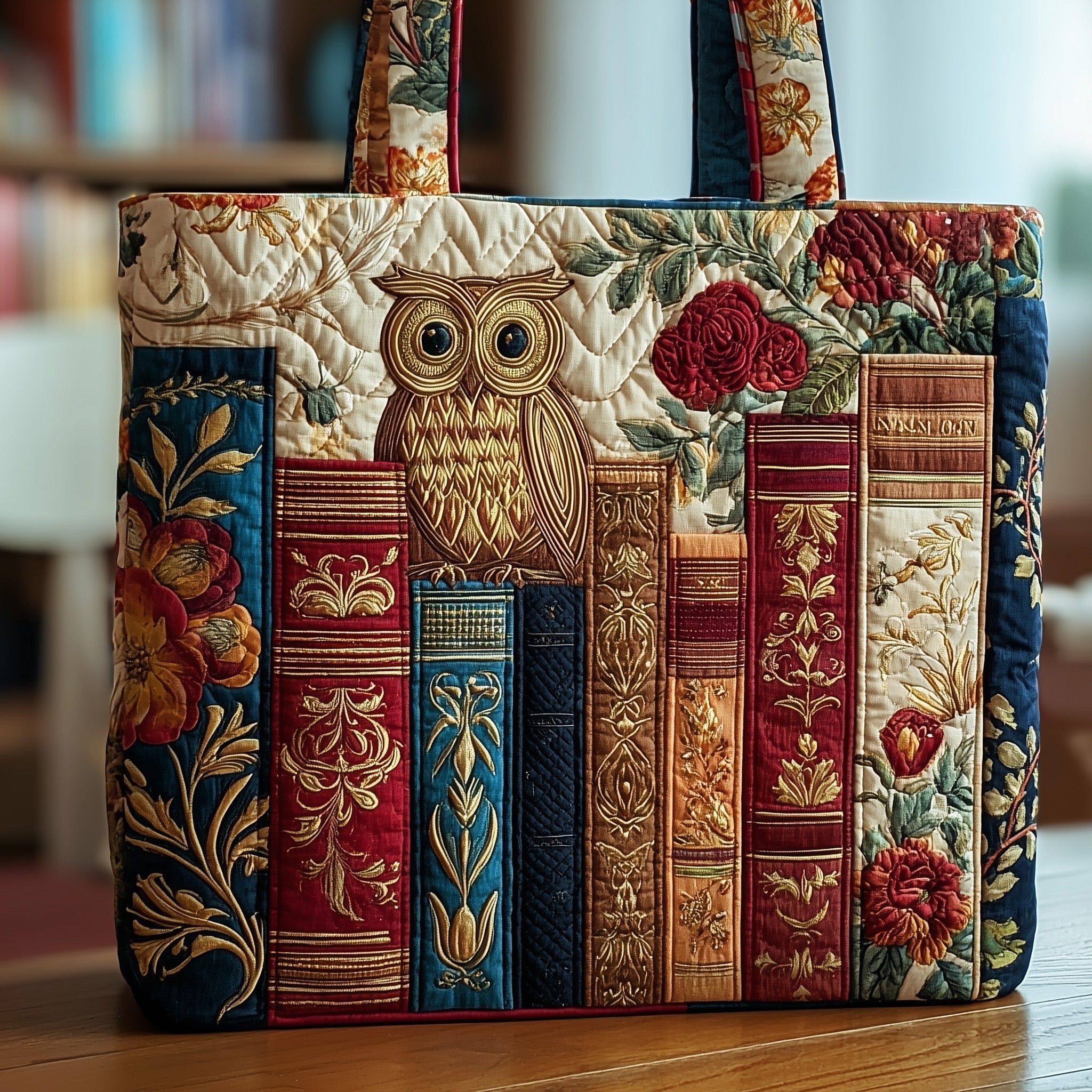 Reading Owl Quilted Tote Bag GFTOTP9676