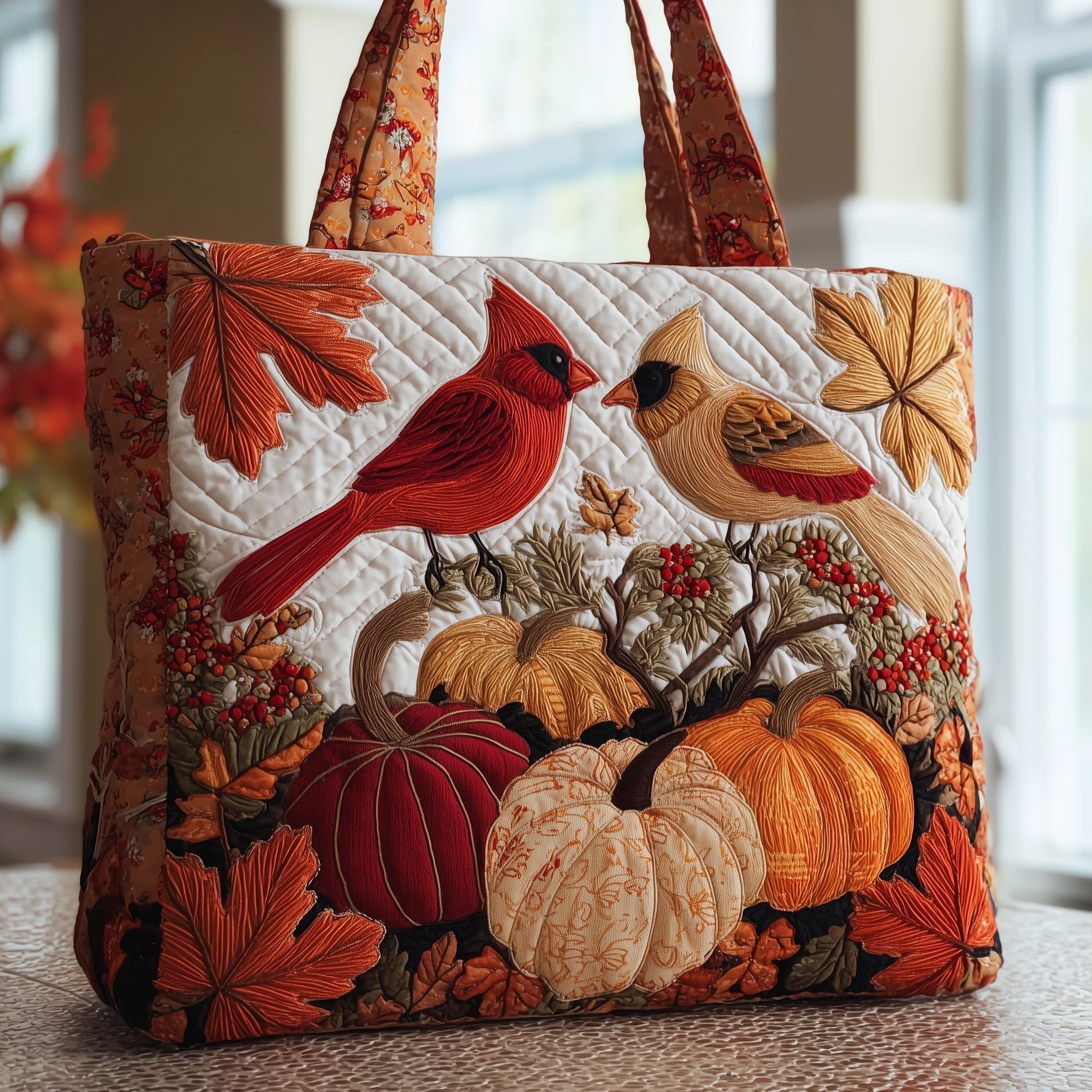 Autumn Cardinal Quilted Tote Bag GFTOTP9930
