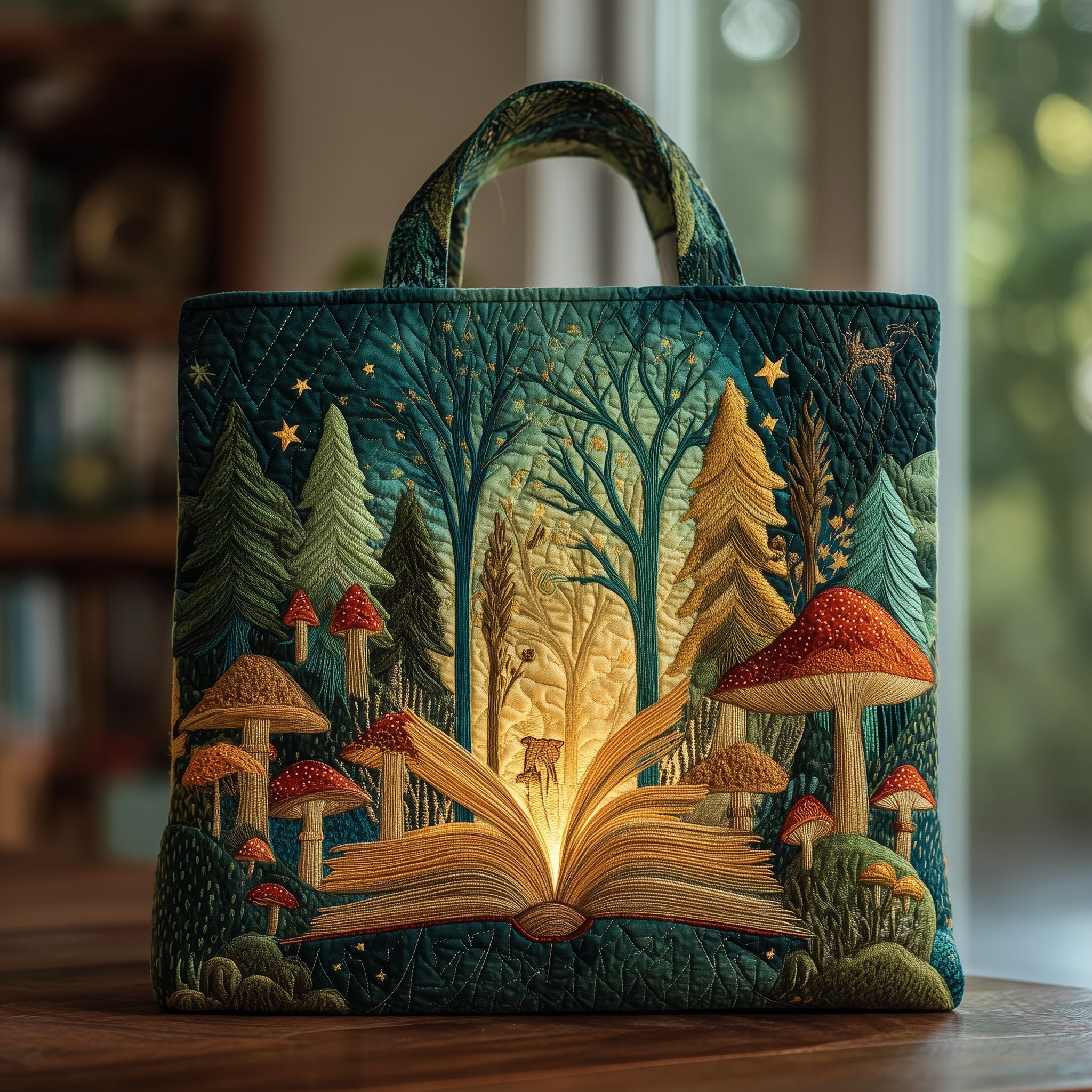 Book Forest Fantasy Quilted Tote Bag GFTOXM12