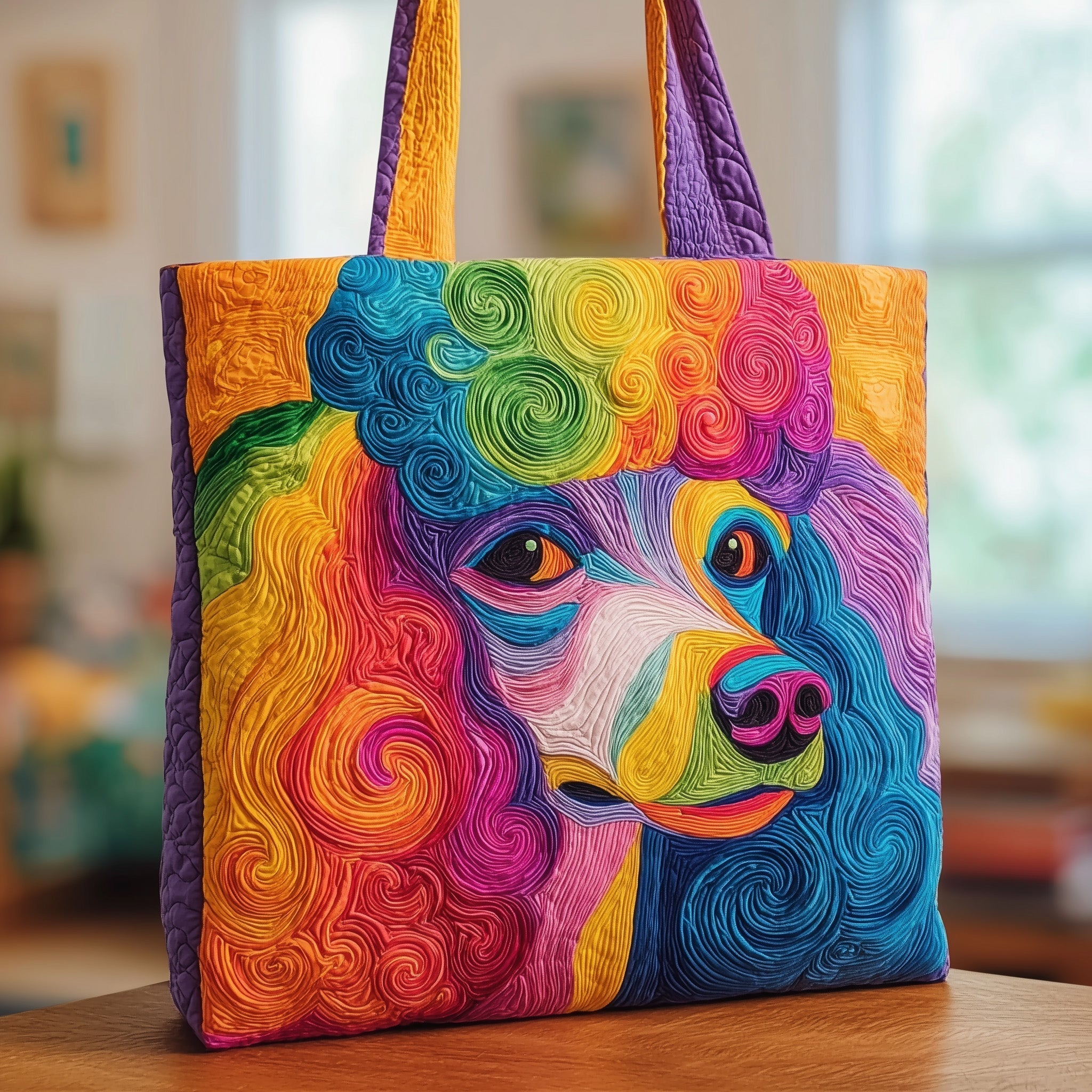 Colorful Poodle Quilted Tote Bag GFTOXM132