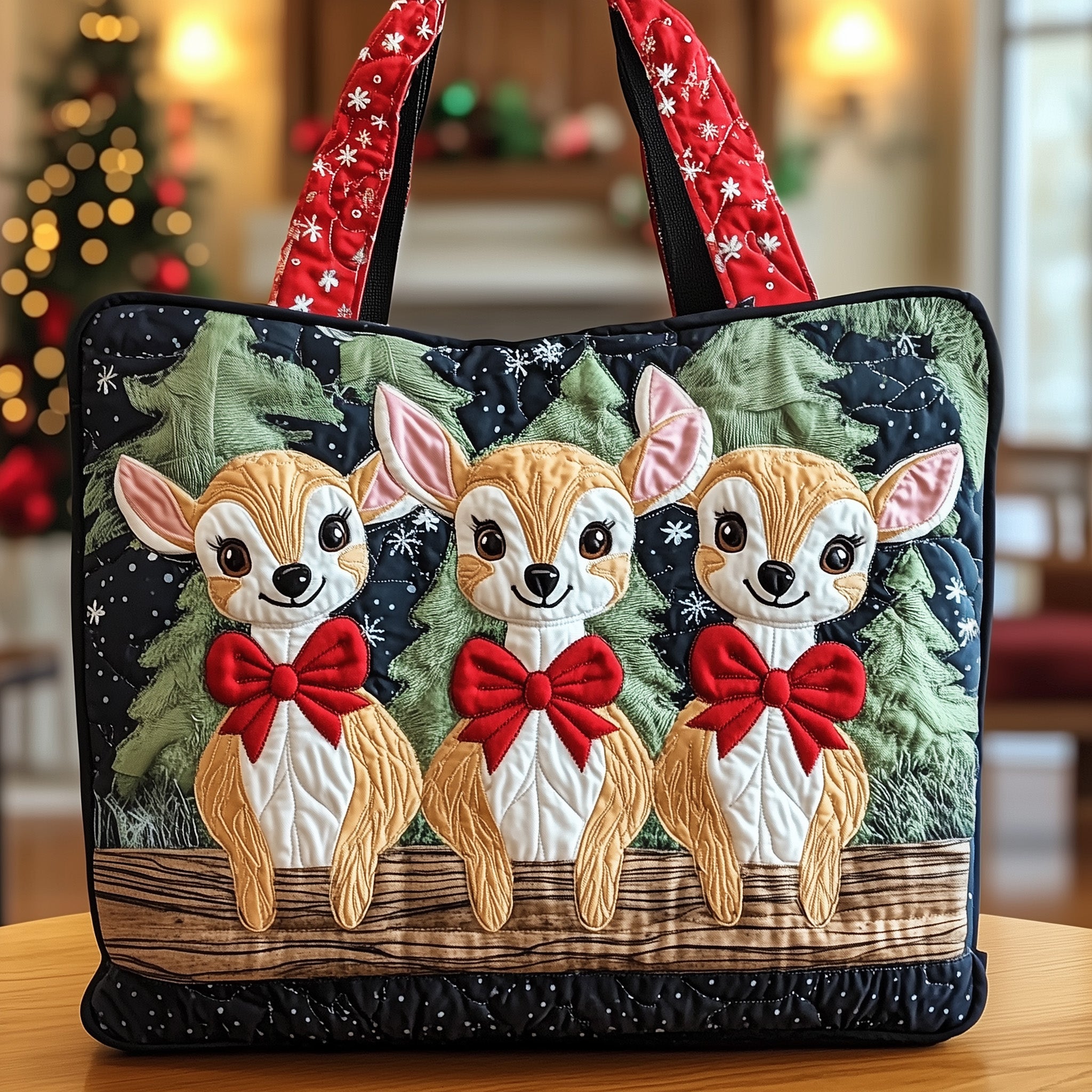Christmas Reindeer Quilted Tote Bag GFTOXM224