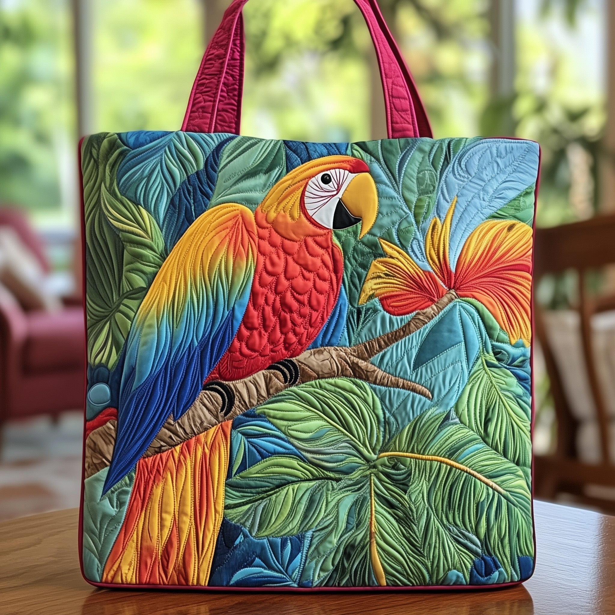 Tropical Parrot Quilted Tote Bag GFTOXM259