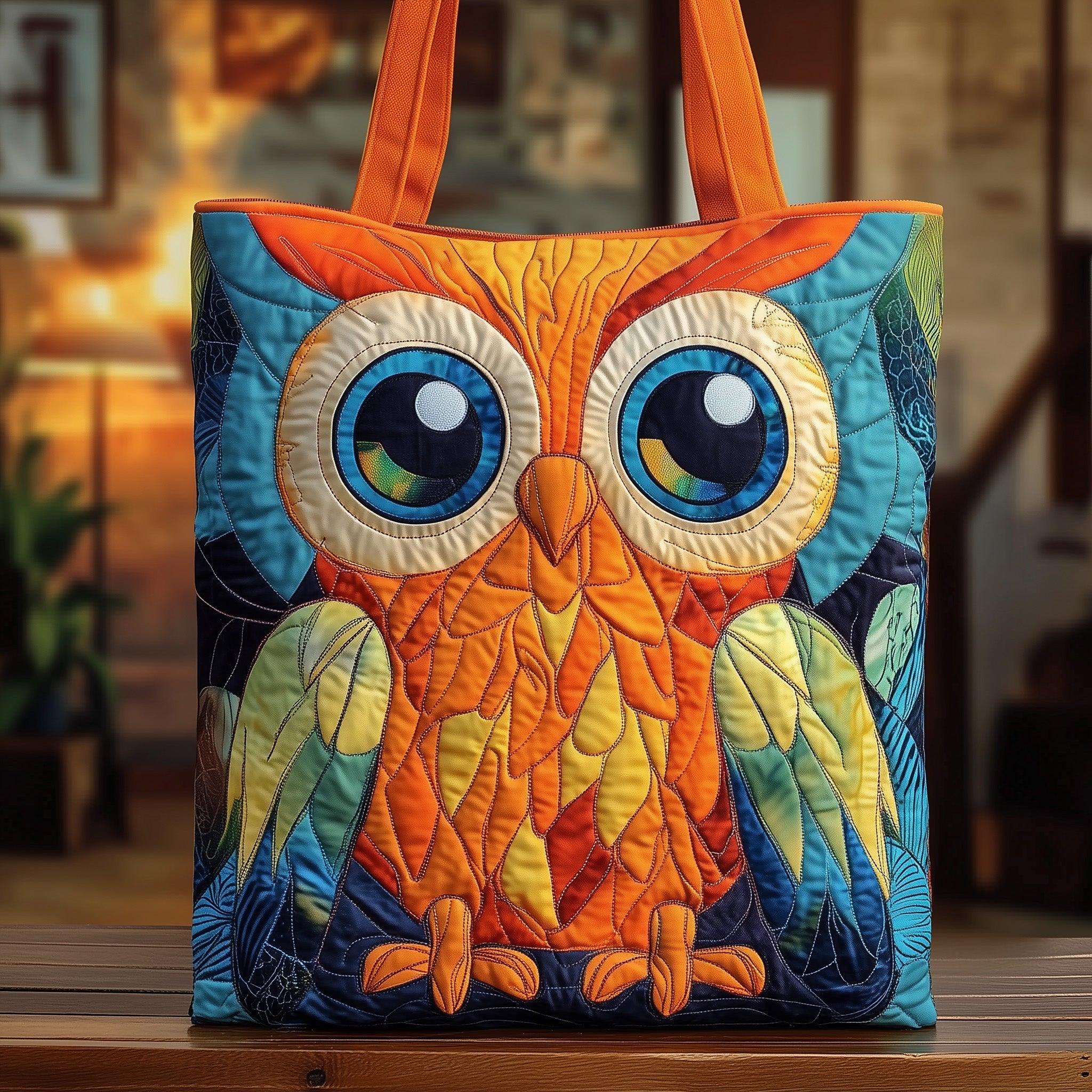 Colorful Owl Quilted Tote Bag GFTOXM310