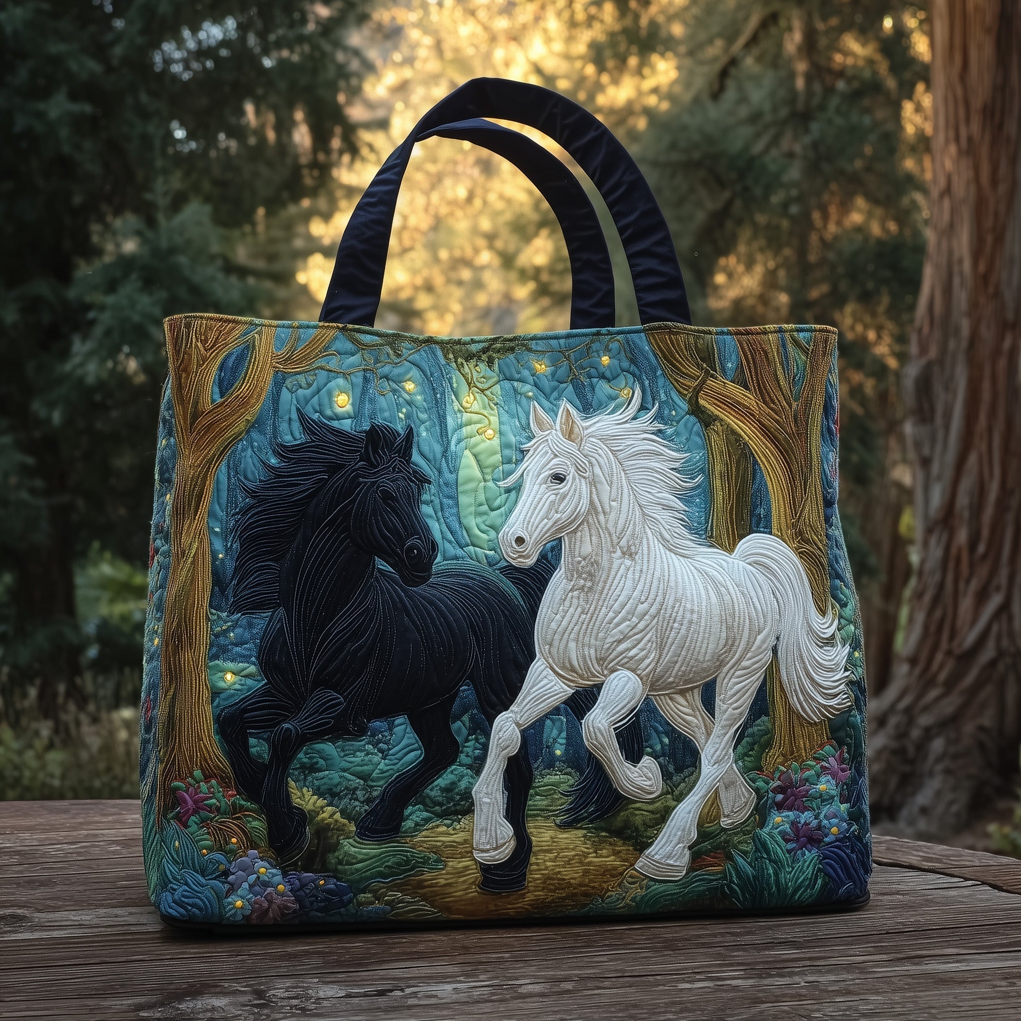Woods Horse Couple Quilted Tote Bag GFTOXM34