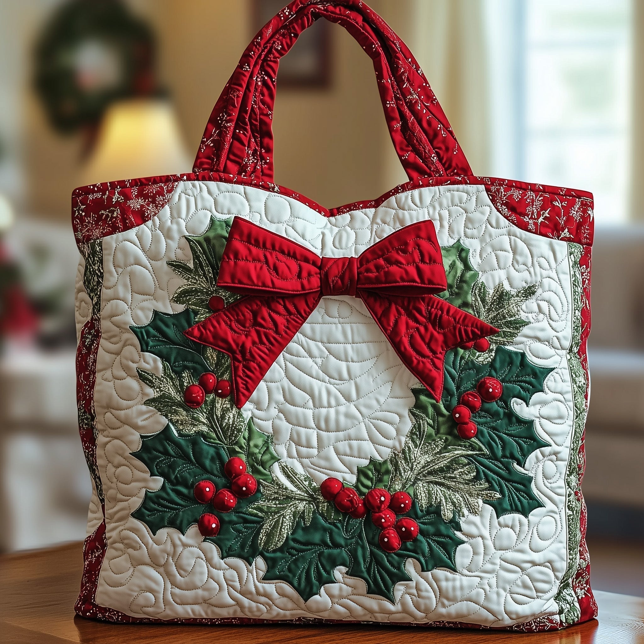 Christmas Wreath Quilted Tote Bag GFTOXM393