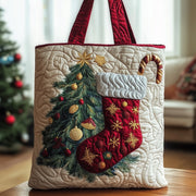Christmas Red Sock Quilted Tote Bag GFTOXM400