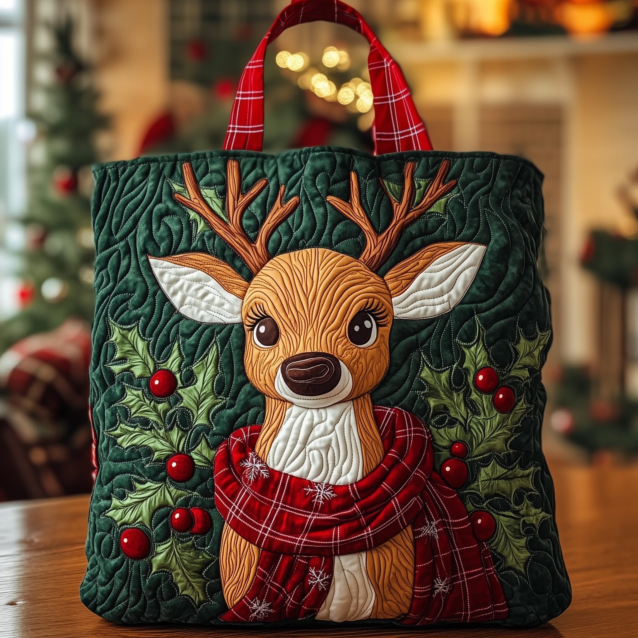 Christmas Reindeer Quilted Tote Bag GFTOXM402