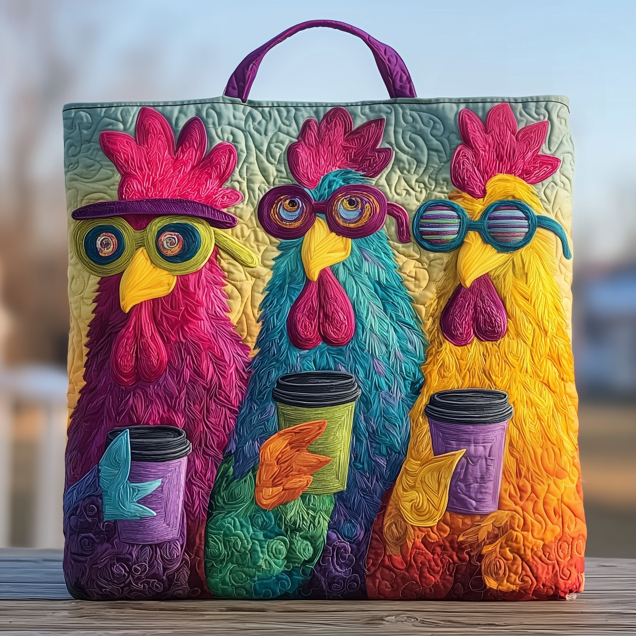 Chicken but make it coffee Quilted Tote Bag GFTOXM43