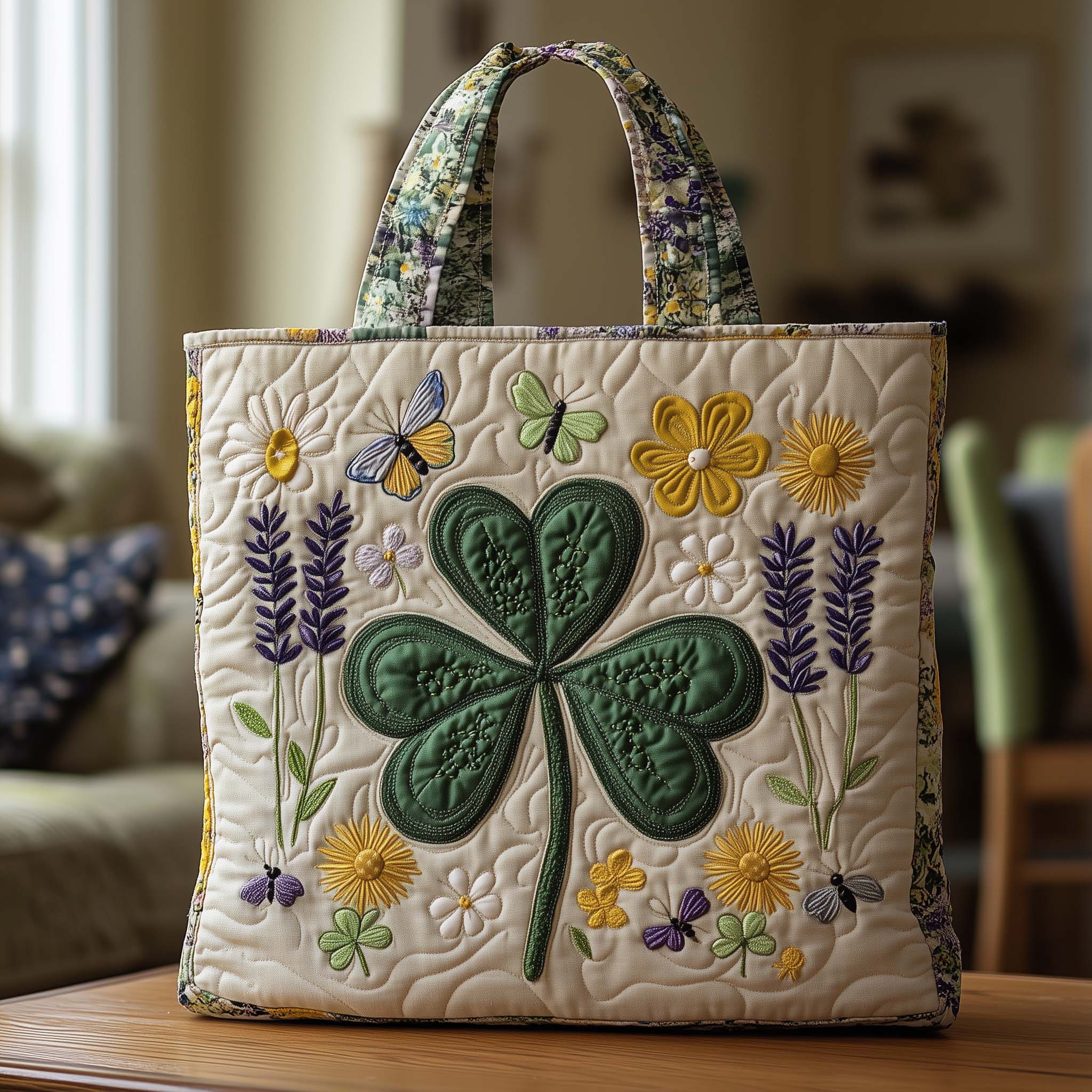 Floral Shamrock Garden Quilted Tote Bag GFTOYC1301