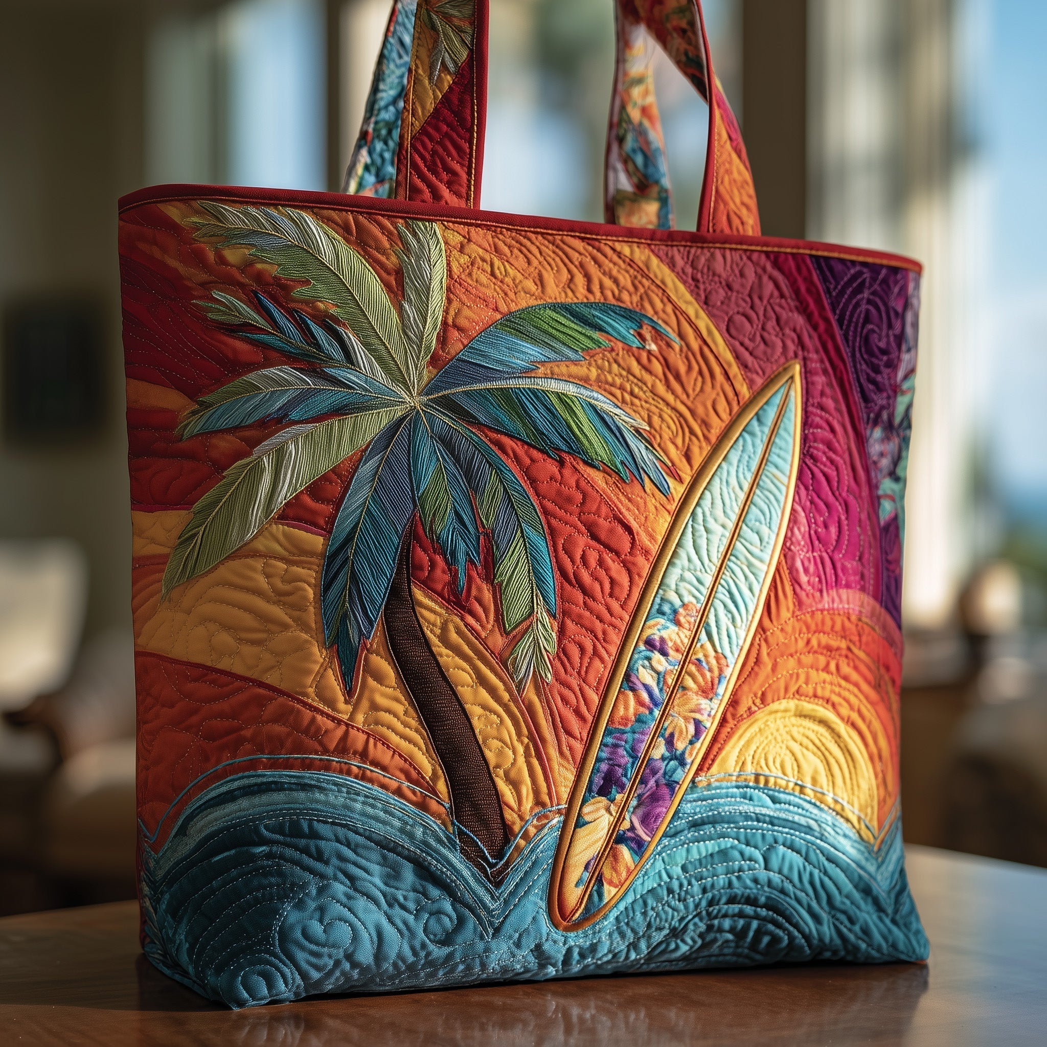 Tropical Surfing Quilted Tote Bag GFTOYC167