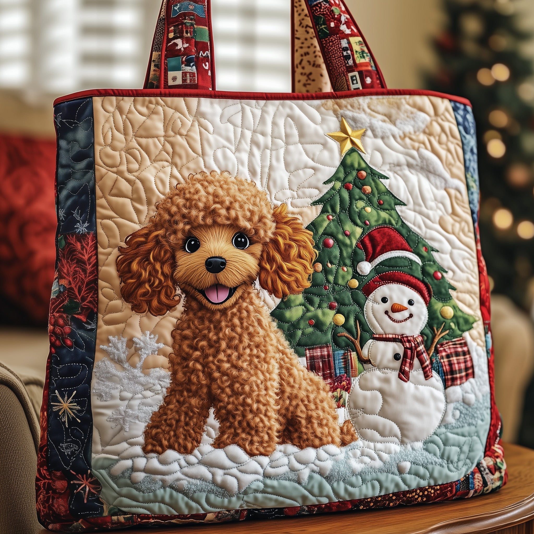 Poodle Puppy Christmas Quilted Tote Bag GFTOYC198