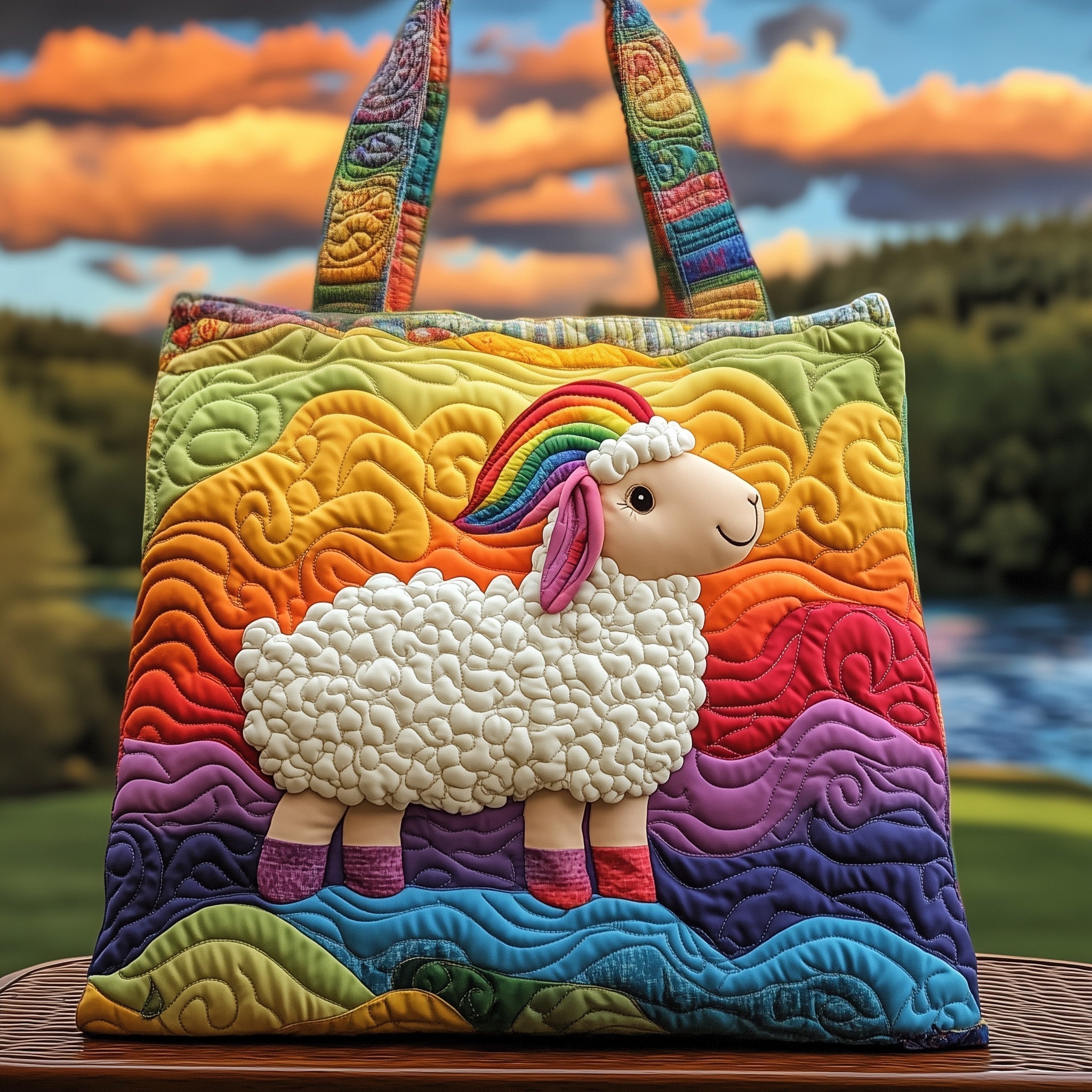 Colorful Sheep Quilted Tote Bag GFTOYC229