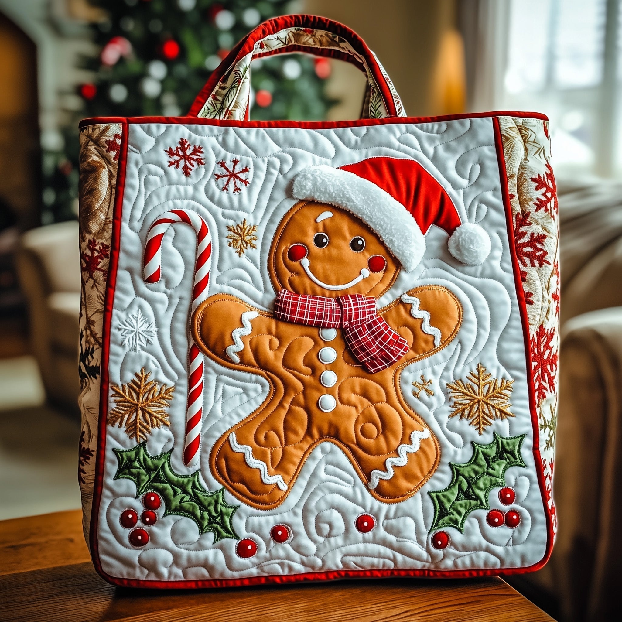 Gingerbread Christmas Quilted Tote Bag GFTOYC266