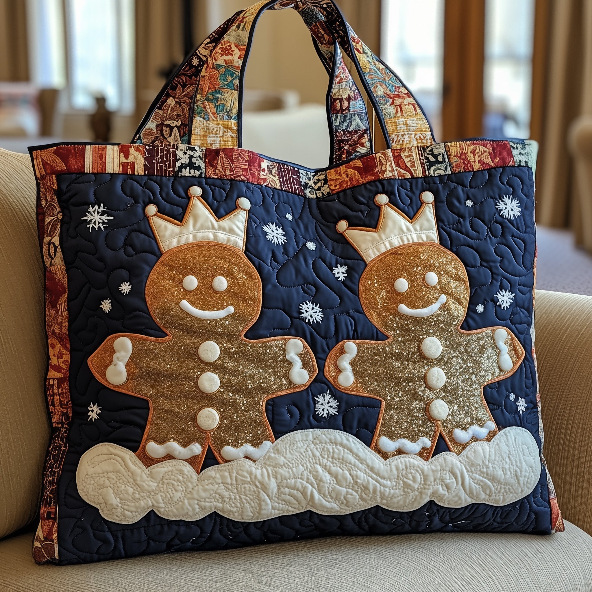 Gingerbread Christmas Quilted Tote Bag GFTOYC267