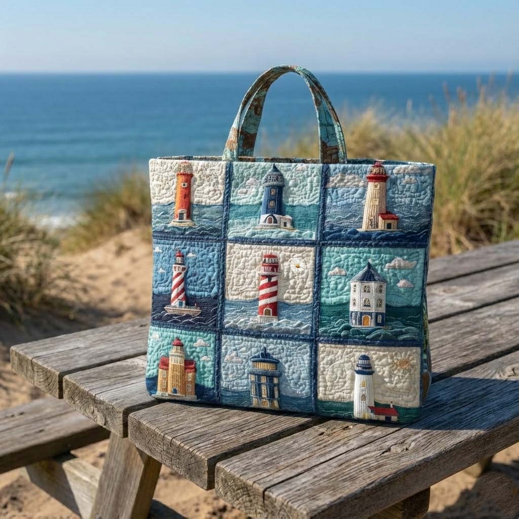 Lighthouse View Quilted Tote Bag GFTOYC2677