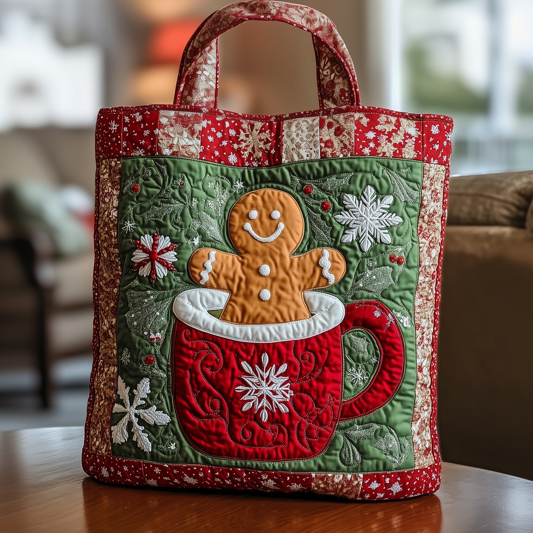 Gingerbread Christmas Quilted Tote Bag GFTOYC271