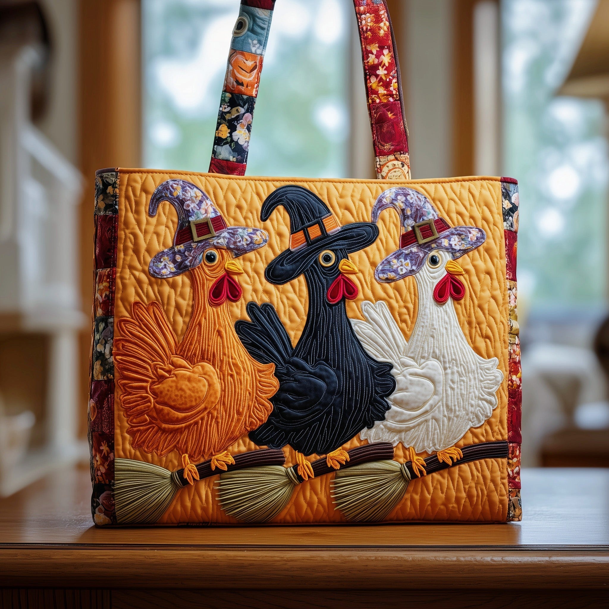 Whimsical Chicken Quilted Tote Bag GFTOYC273