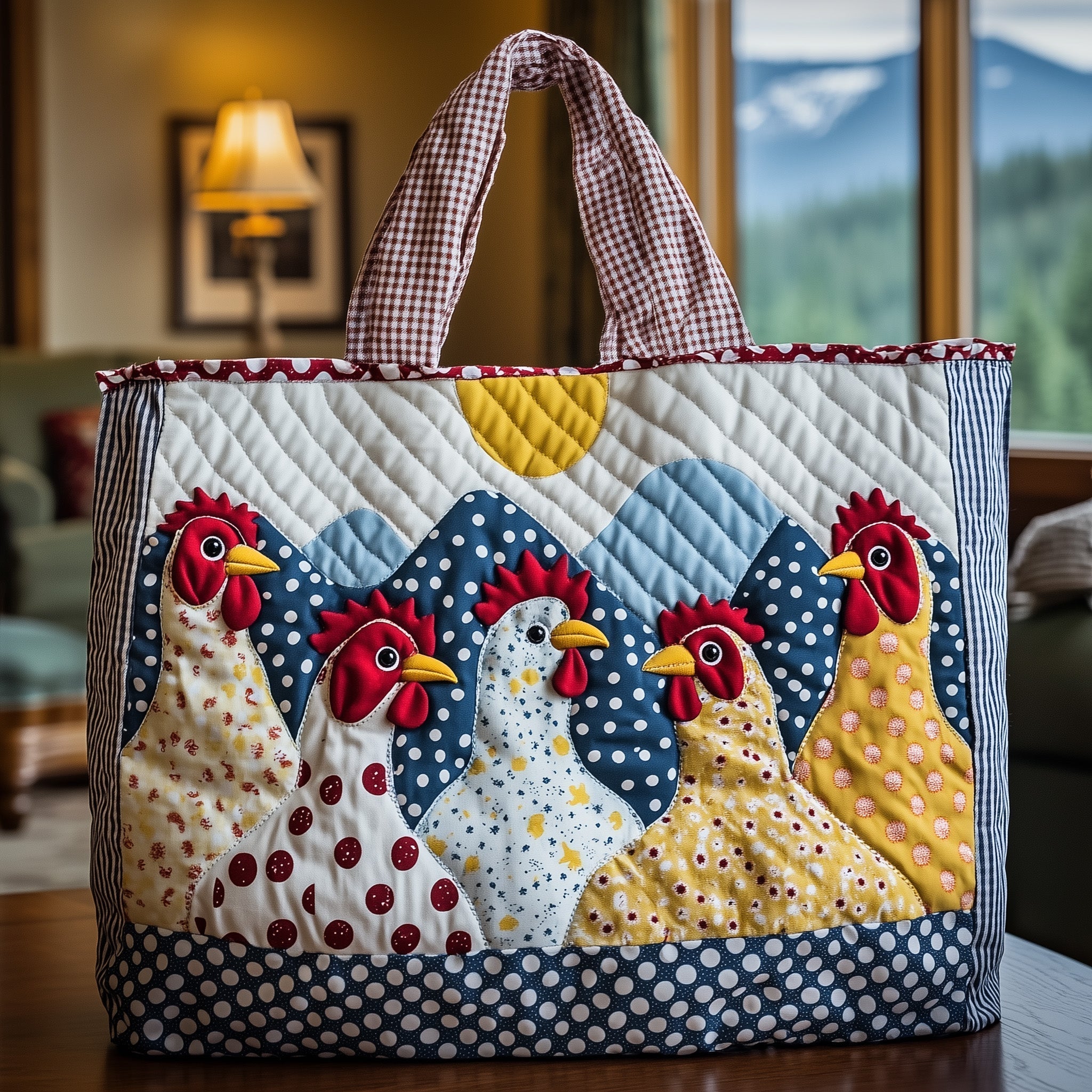 Whimsical Chicken Quilted Tote Bag GFTOYC276