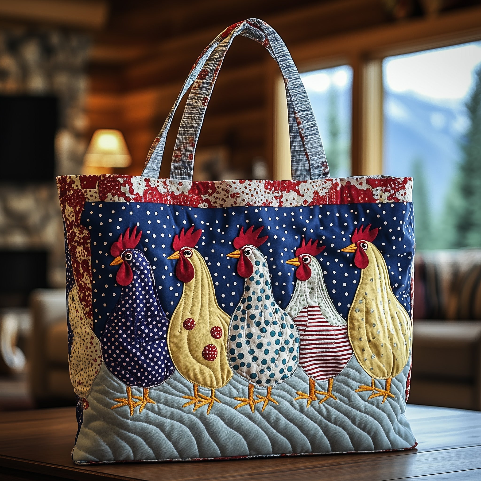Whimsical Chicken Quilted Tote Bag GFTOYC277