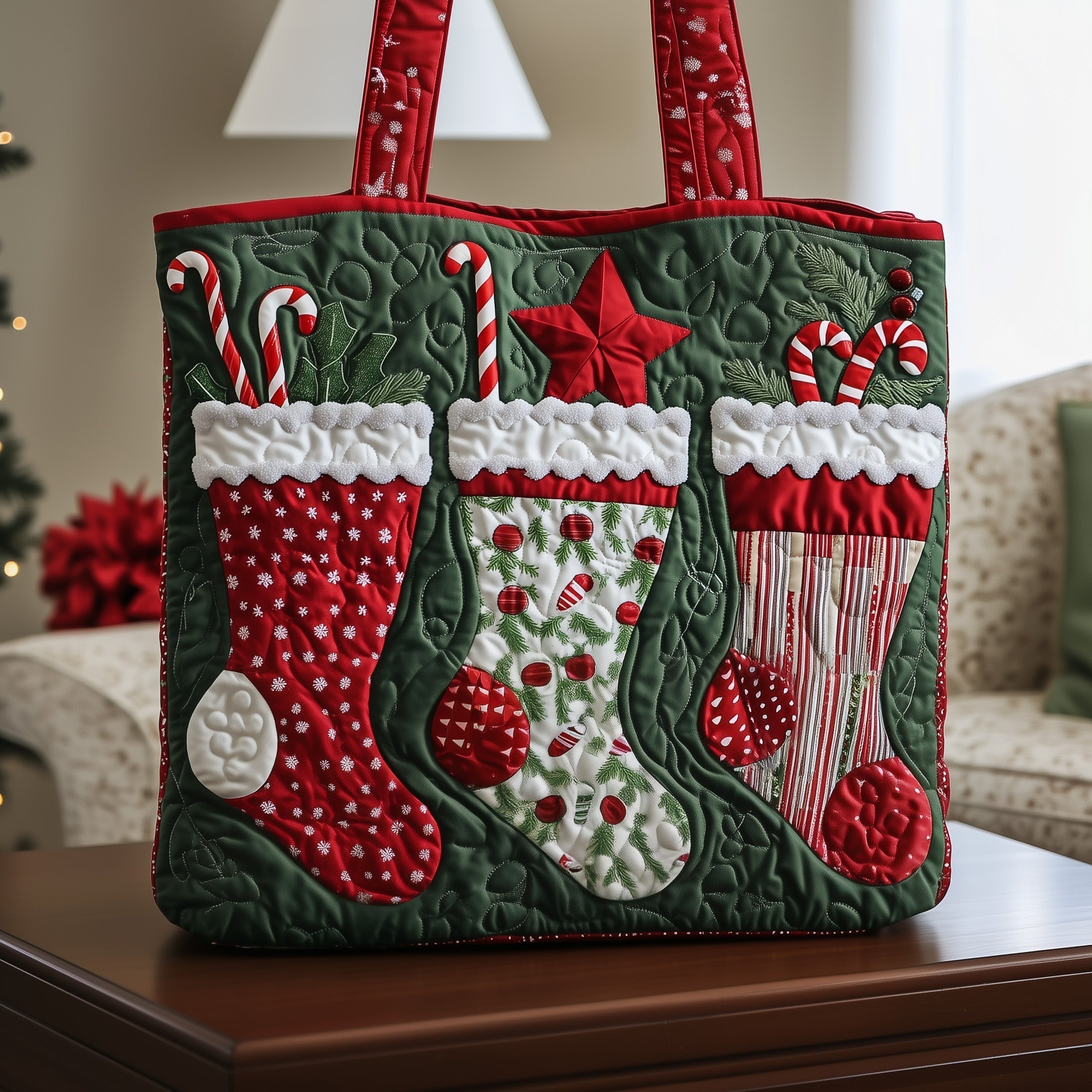 Christmas Stocking Quilted Tote Bag GFTOYC305