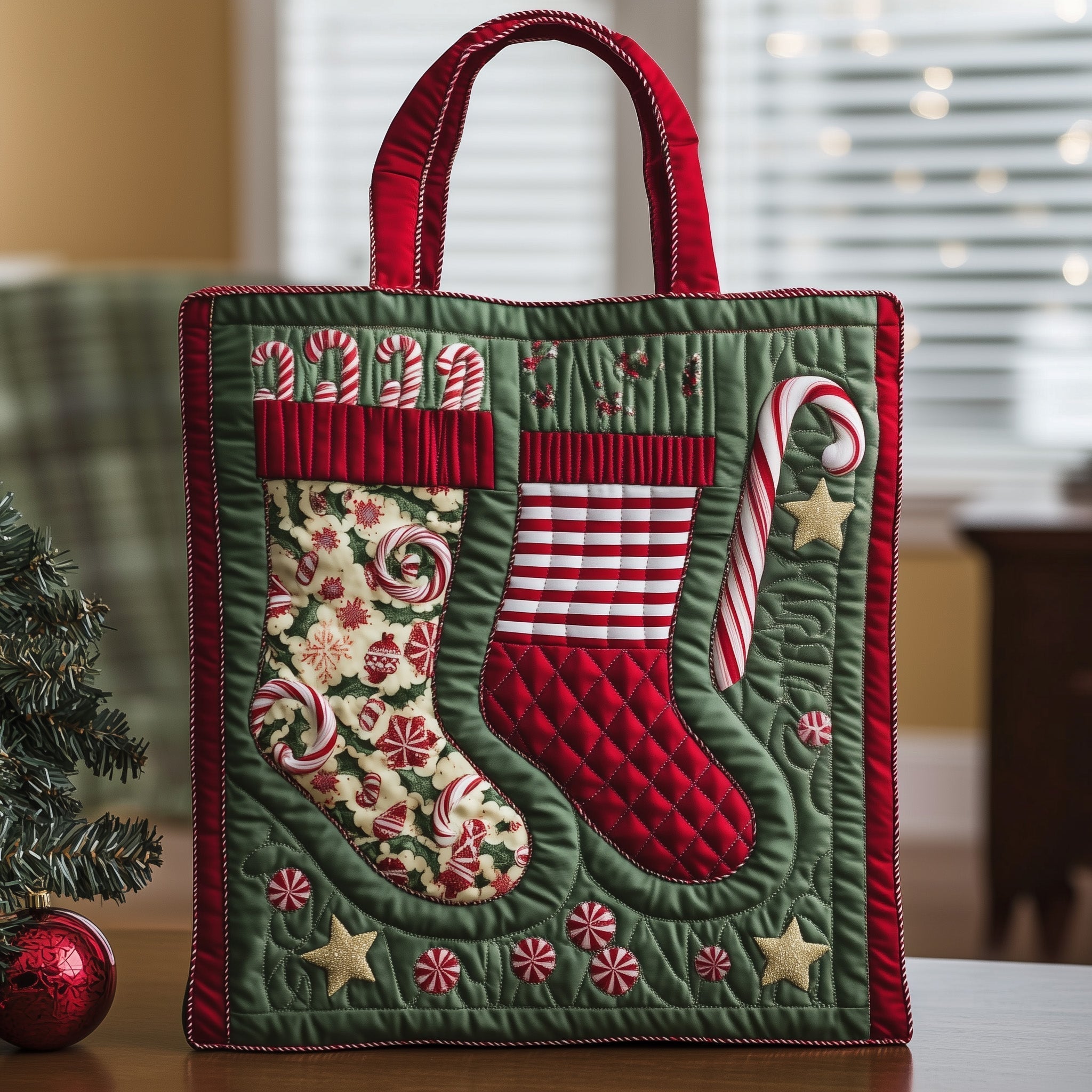 Christmas Stocking Quilted Tote Bag GFTOYC307
