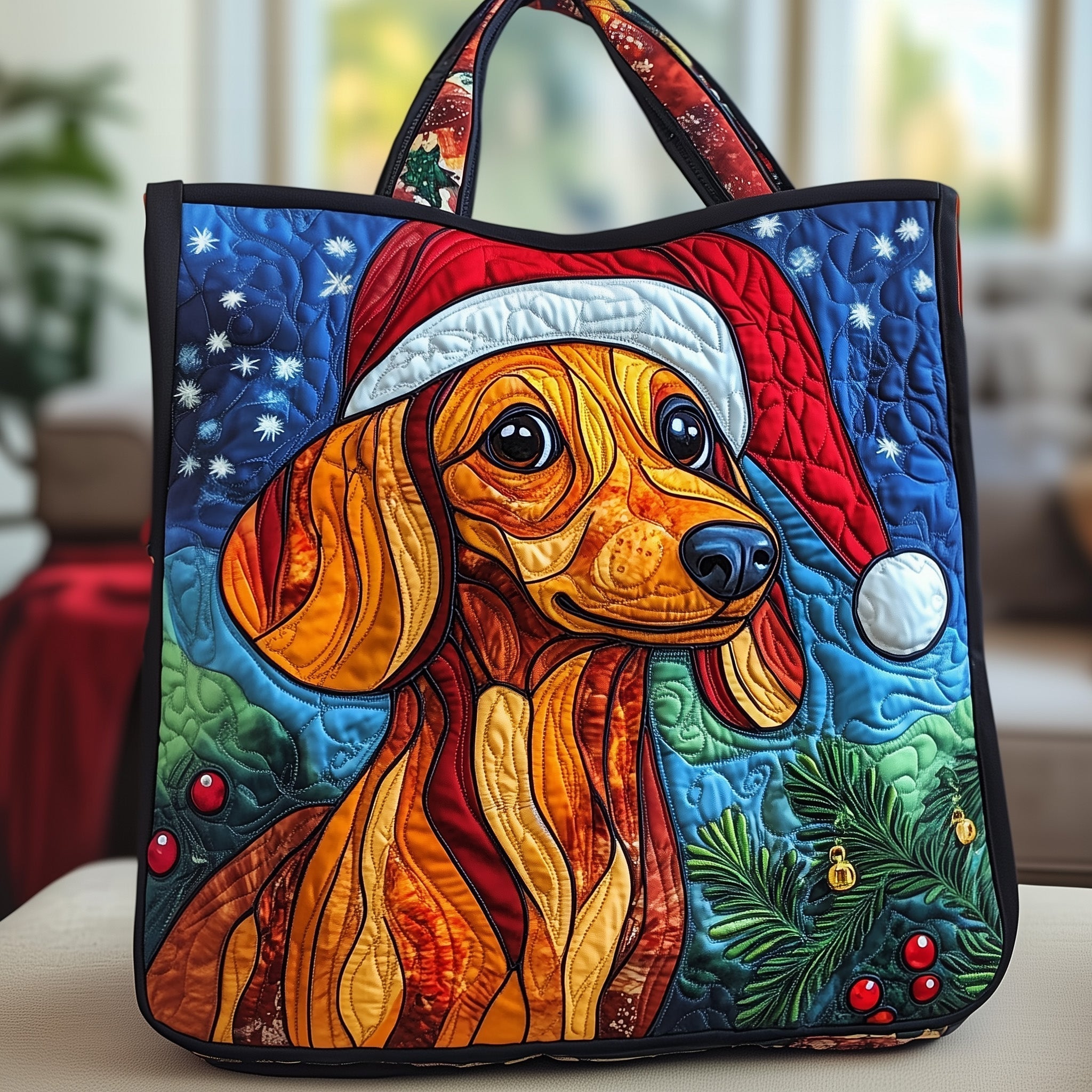Christmas Dachshund Quilted Tote Bag GFTOYC502