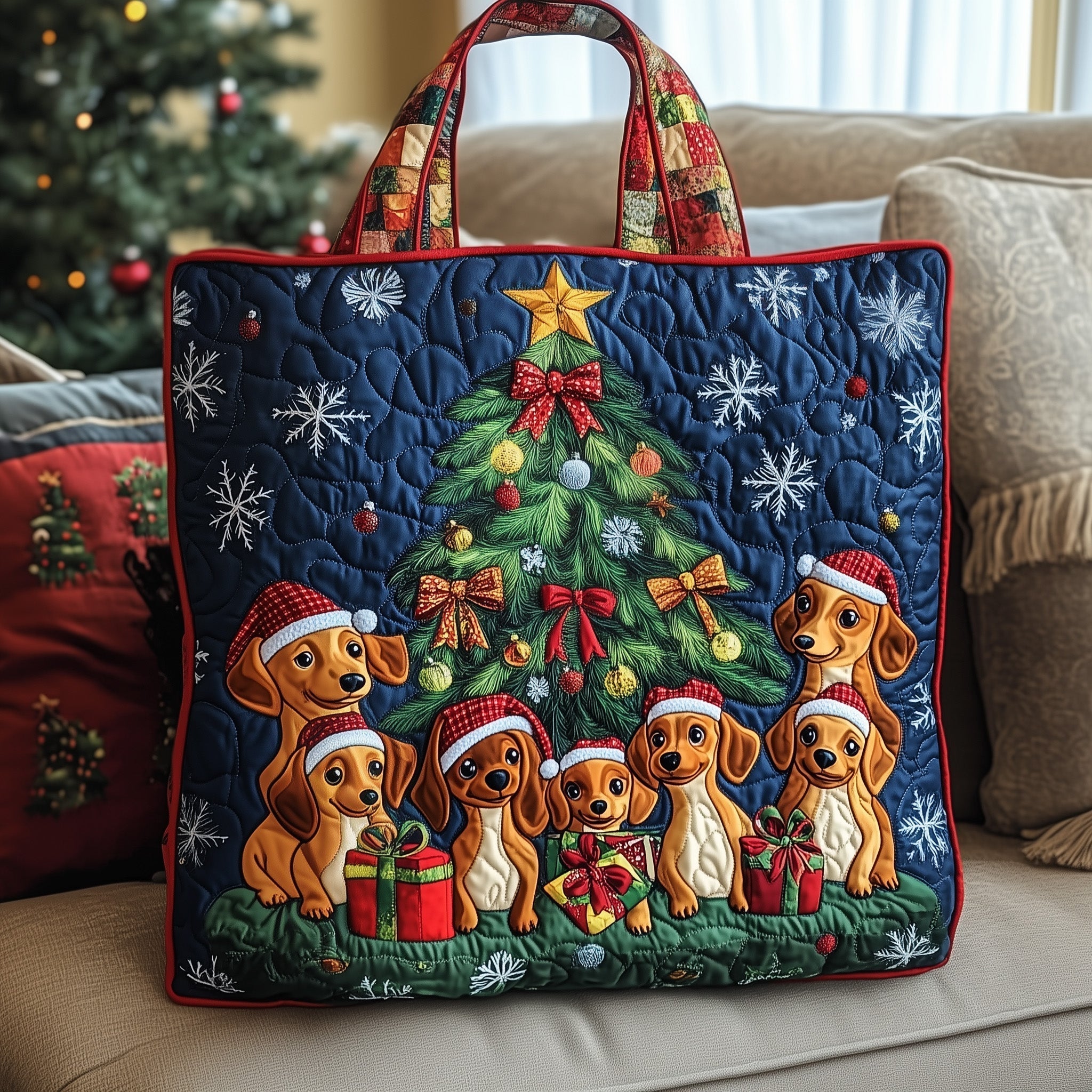 Christmas Dachshund Quilted Tote Bag GFTOYC507