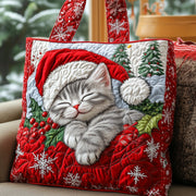 Christmas Cat Quilted Tote Bag GFTOYC529