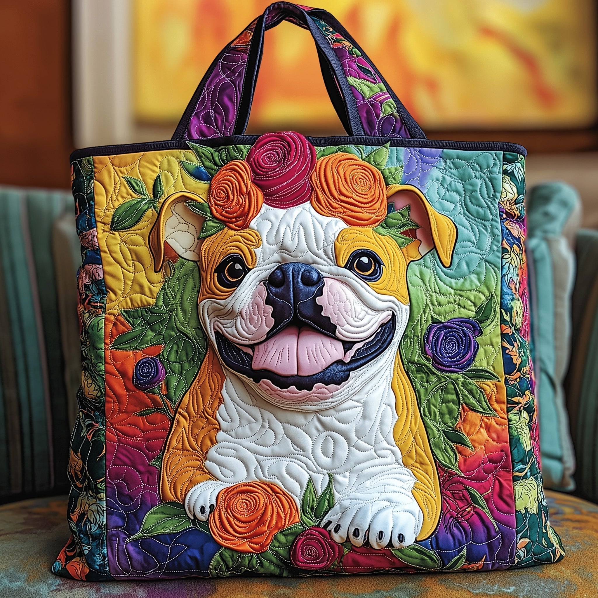 Adorable Bulldog Quilted Tote Bag GFTOYC550