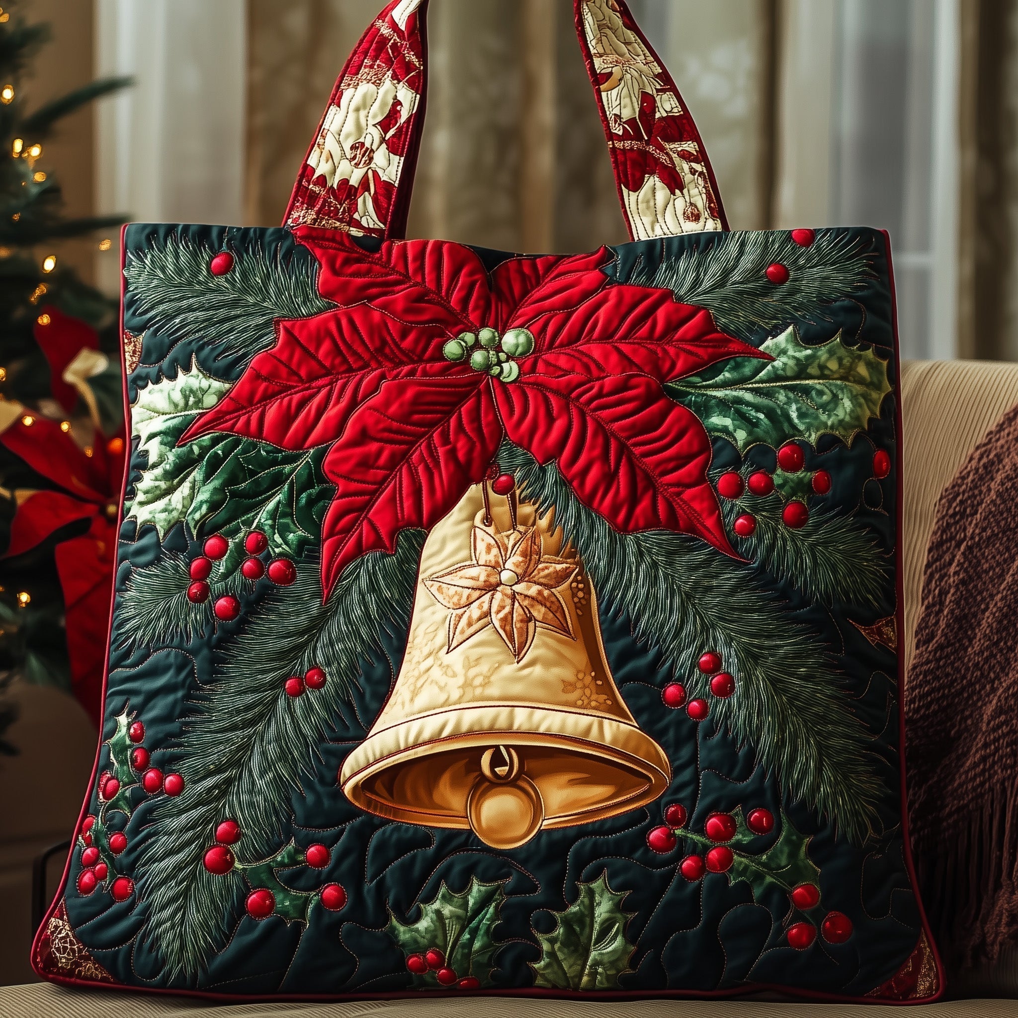 Poinsettia Quilted Tote Bag GFTOYC636