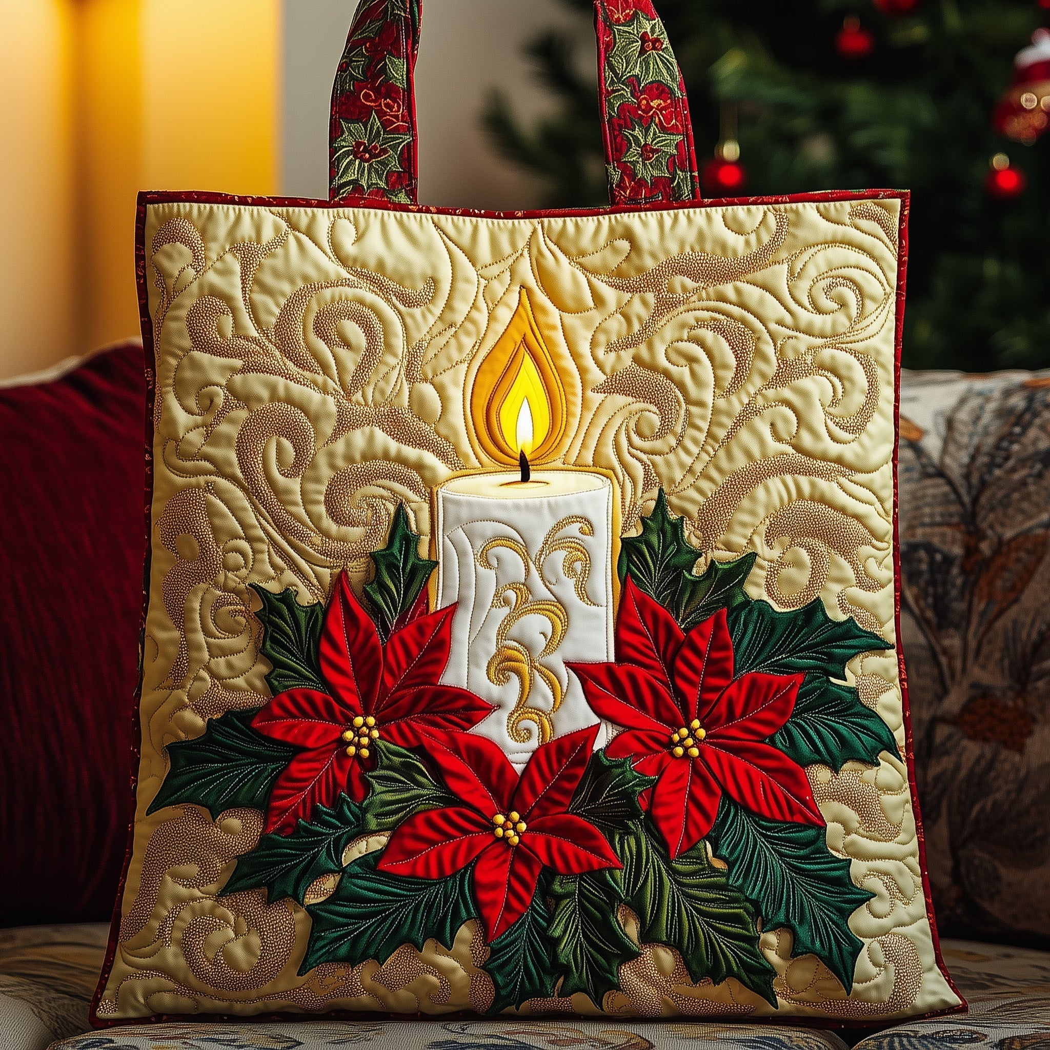 Poinsettia Quilted Tote Bag GFTOYC638