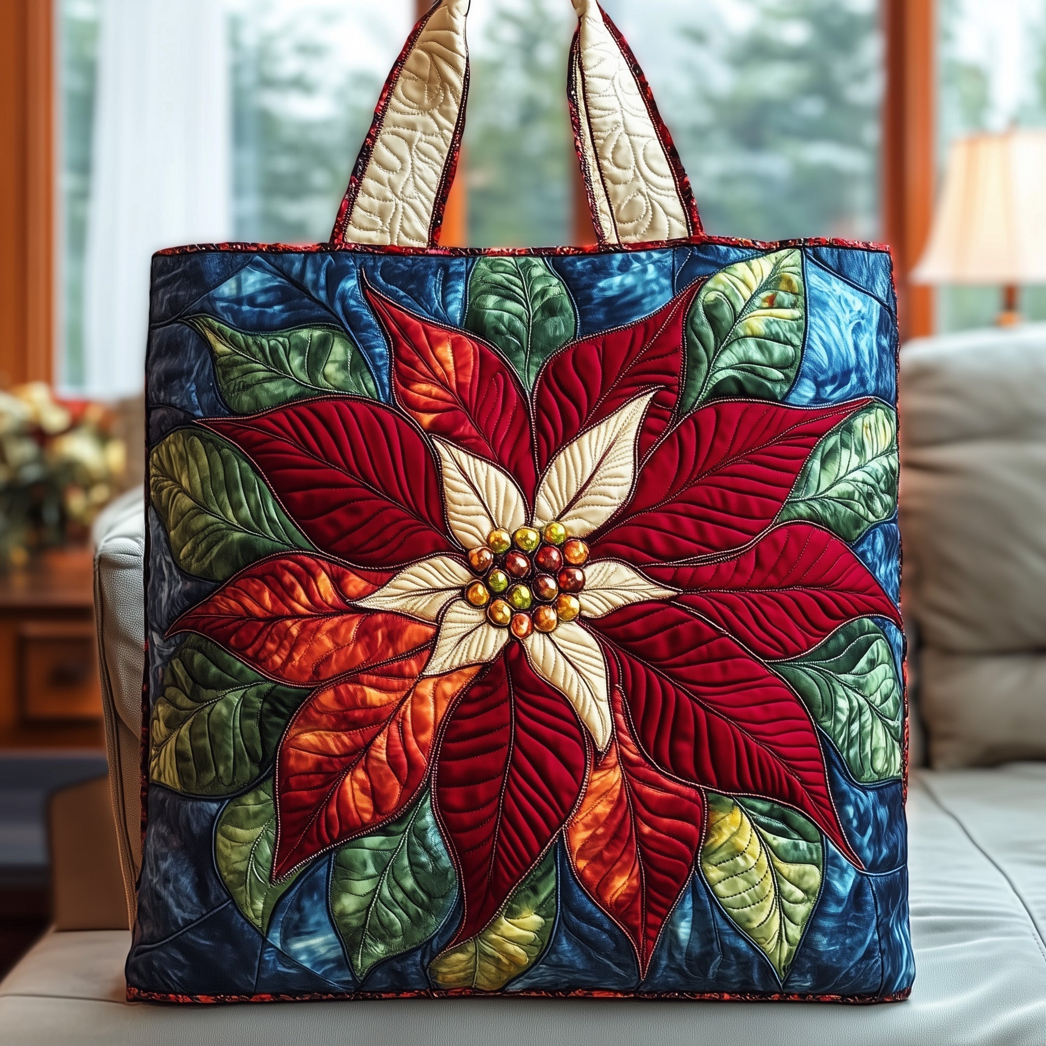 Poinsettia Quilted Tote Bag GFTOYC640