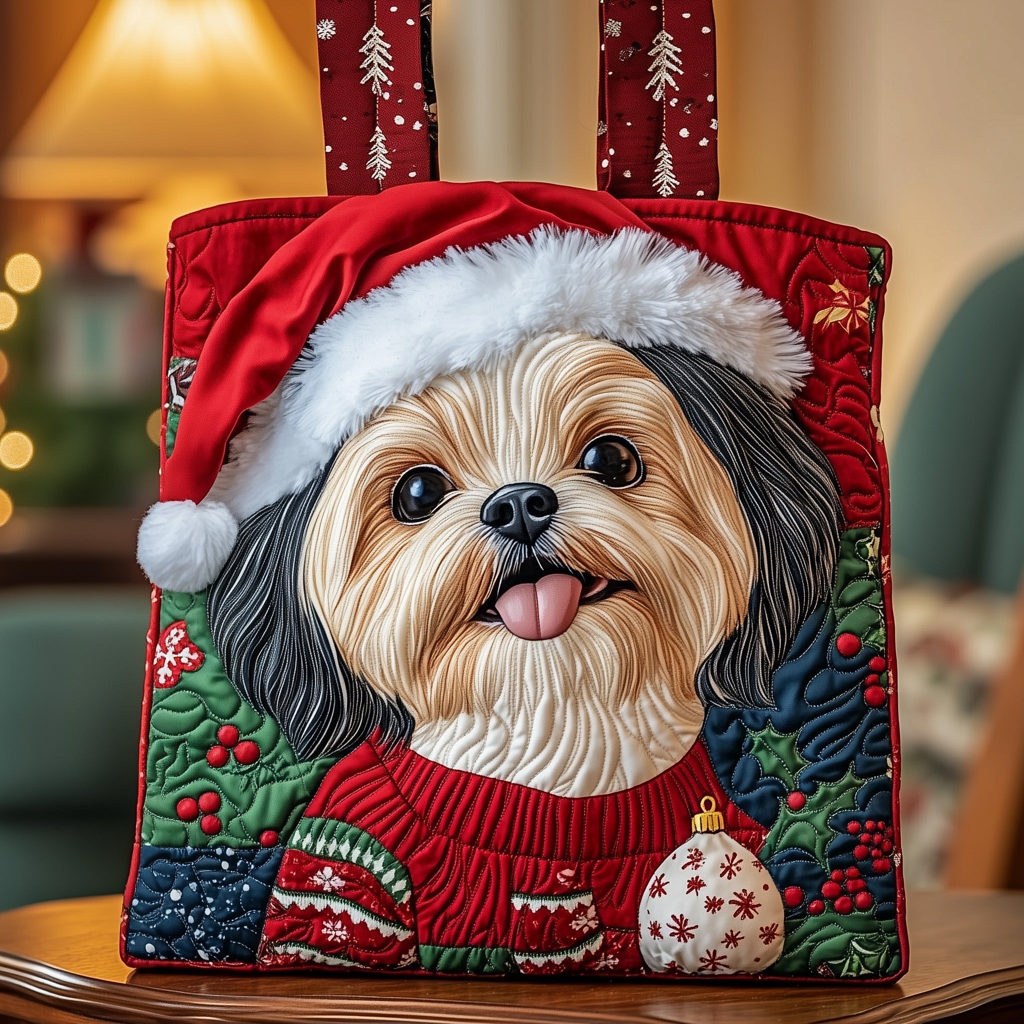 Christmas Shih Tzu Quilted Tote Bag GFTOYC703
