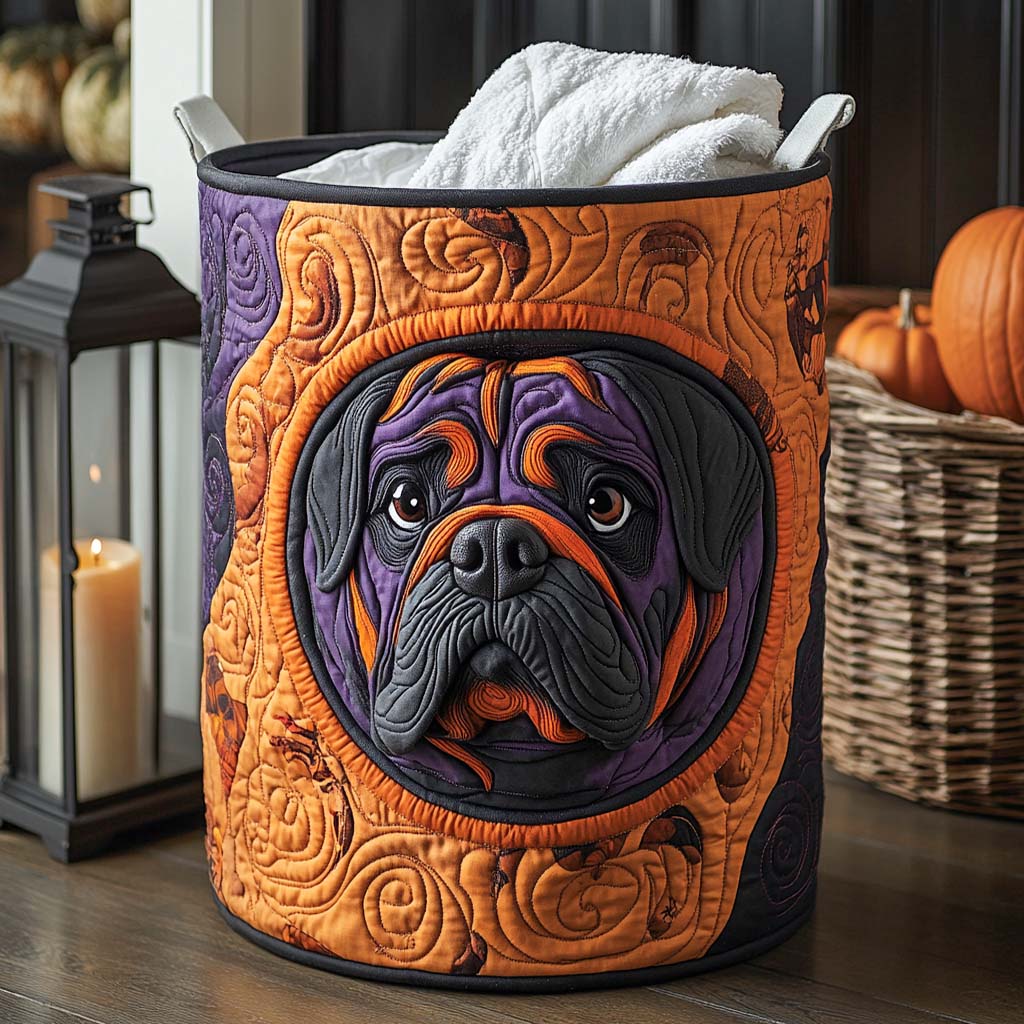 Spooky Bulldog Quilted Laundry Basket NCU0NXD310