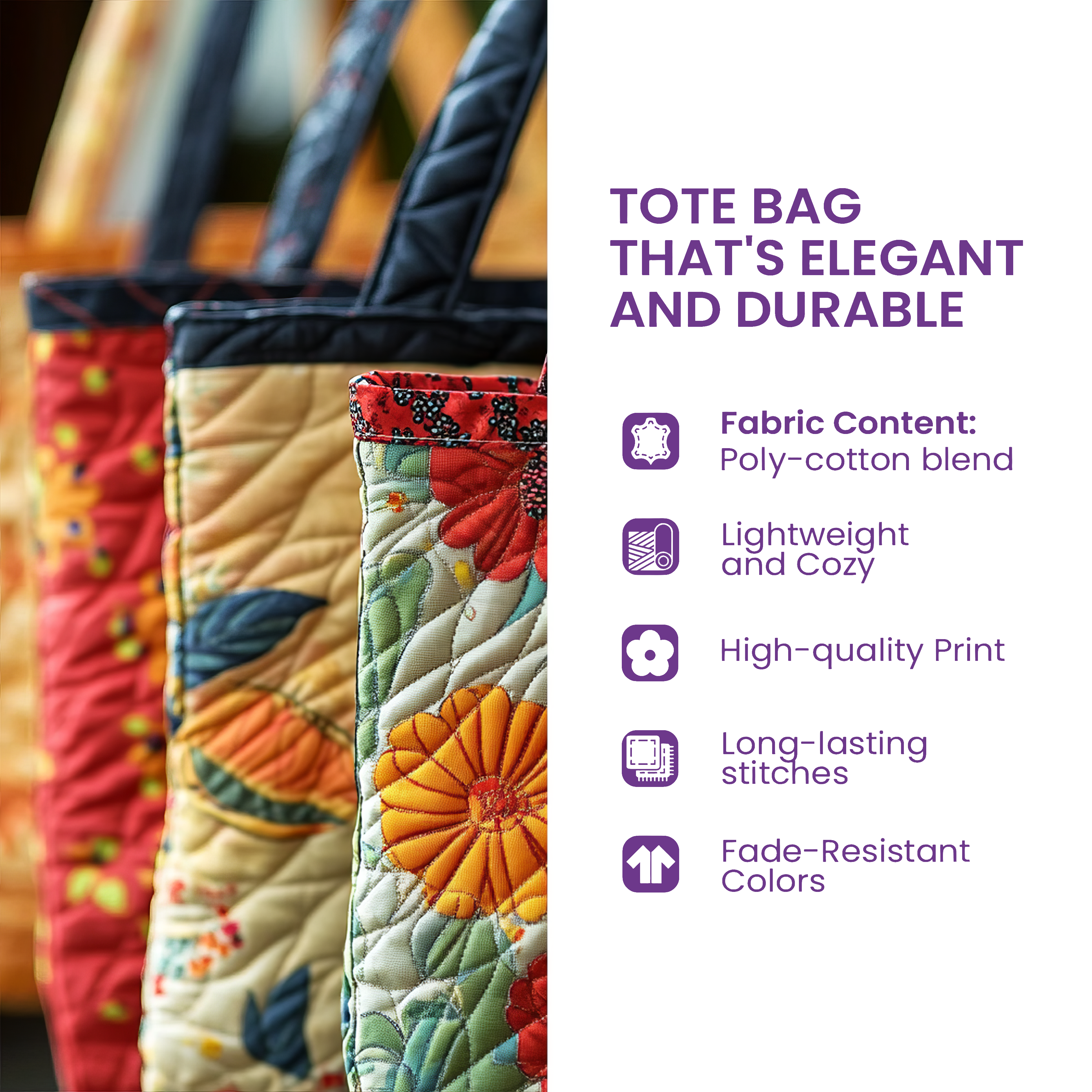 Forest Bloom Quilted Tote Bag GFTOQA600