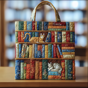 Book And Cat Quilted Tote Bag GFTOTG35