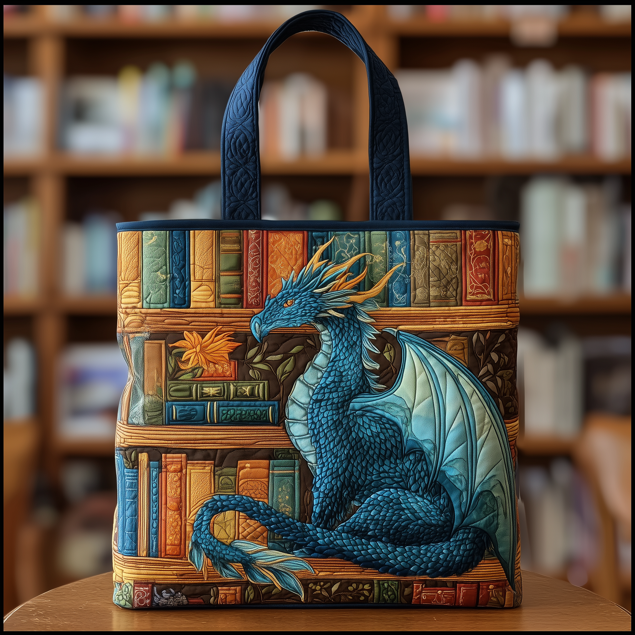 Book And Dragon Quilted Tote Bag GFTOTG33