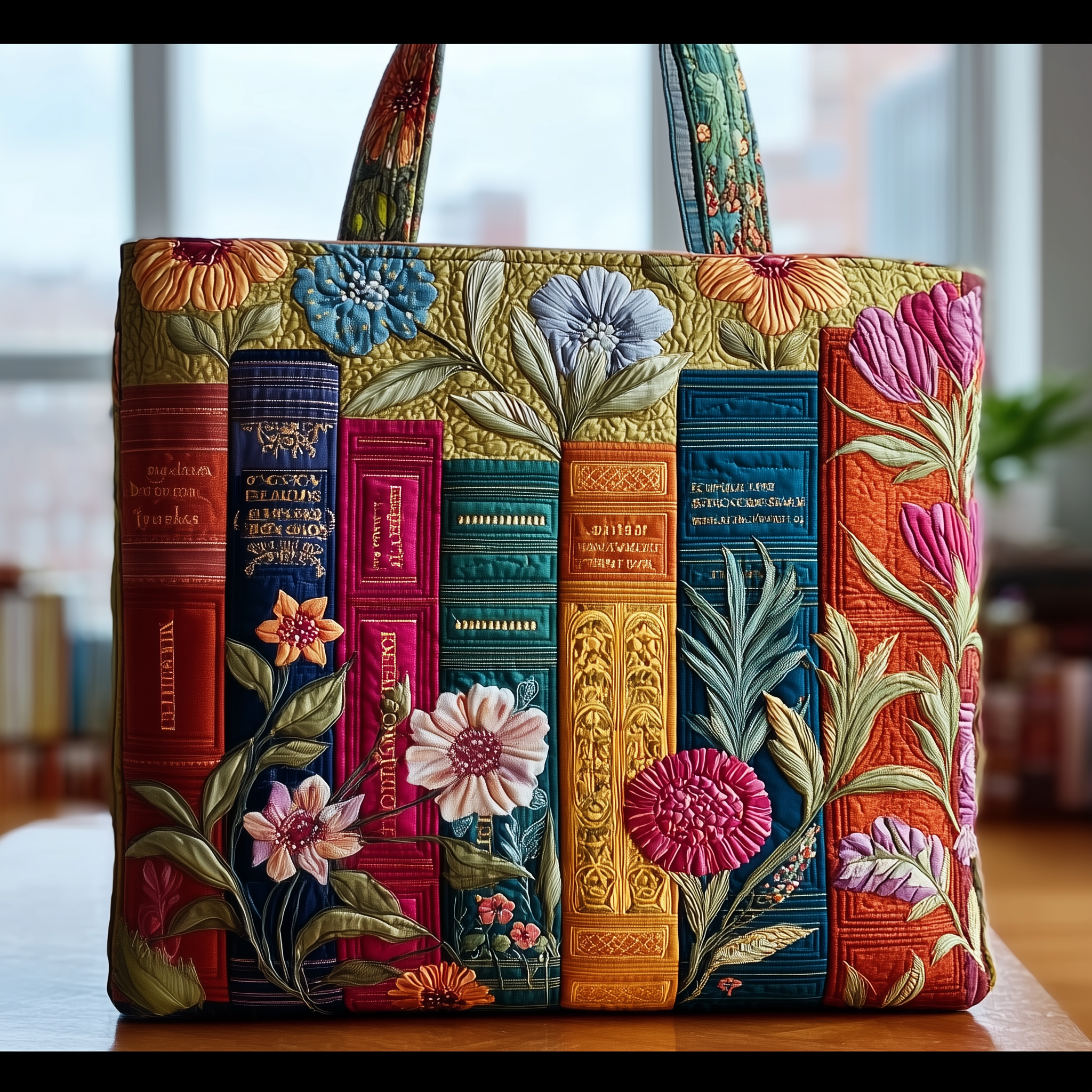 Floral Haven Book Quilted Tote Bag GFTOTG37