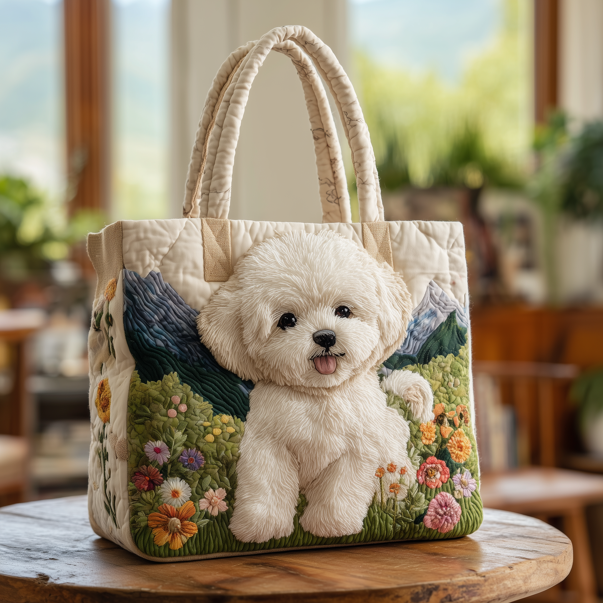 Adorable Bichon Quilted Tote Bag GFTOTG04